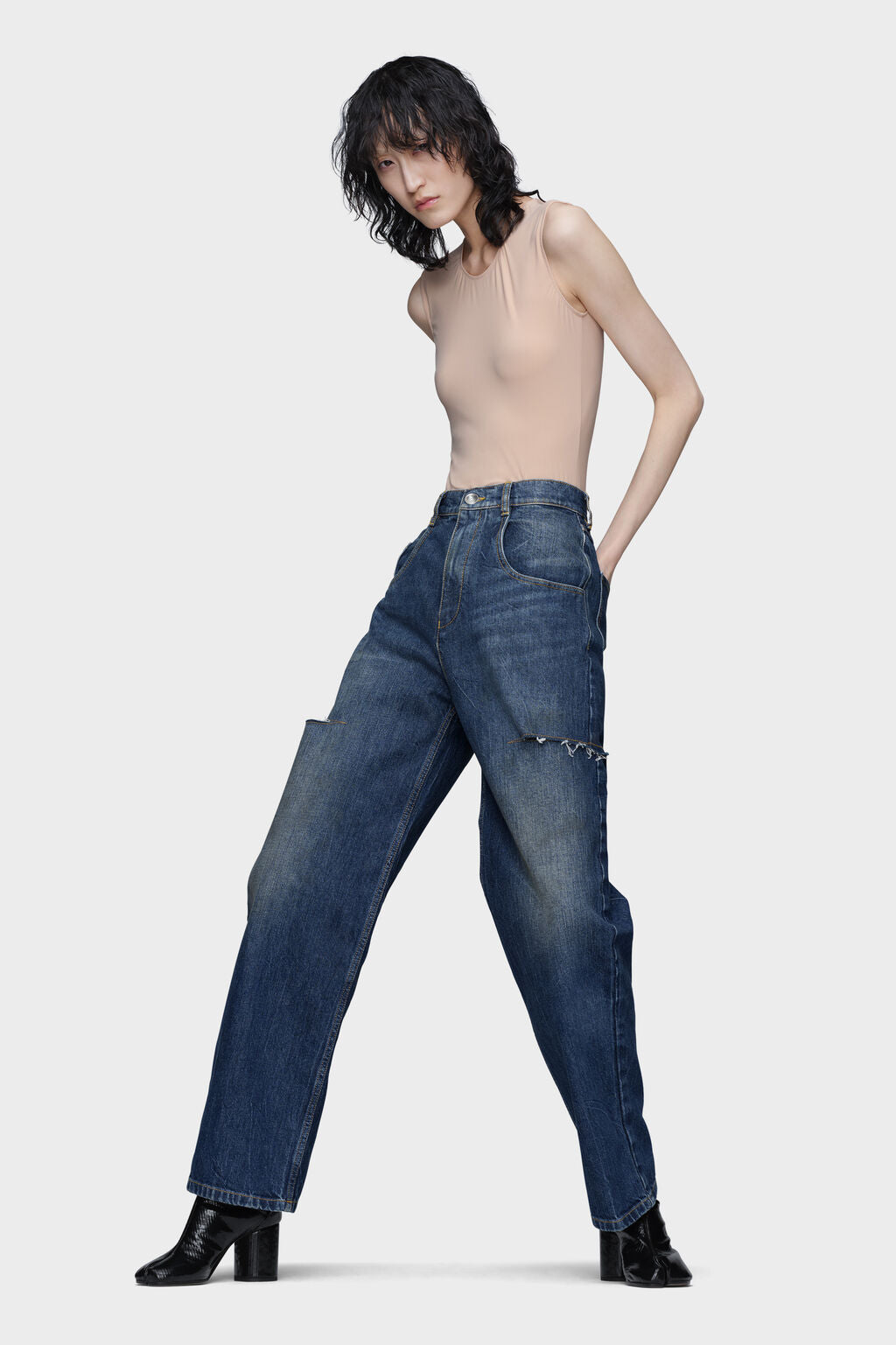 Designer BLUE Cut-out jeans | Shop Online | Maison Margiela
