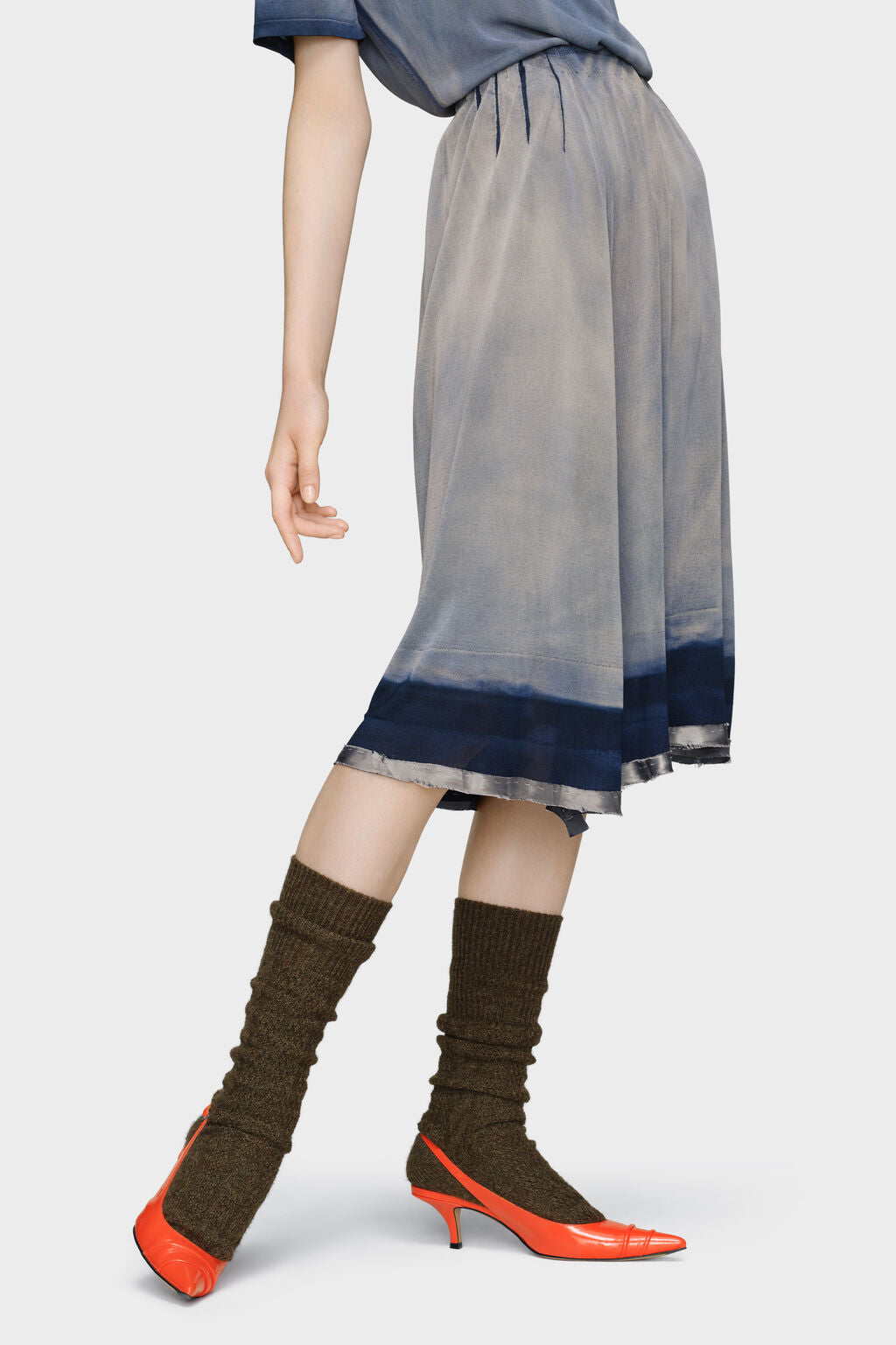 Designer BLUE Sun-faded midi skirt | Shop Online | Maison Margiela