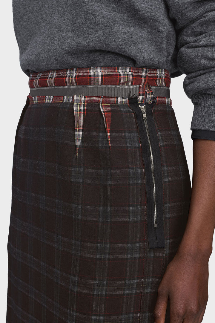 Faded check wool skirt