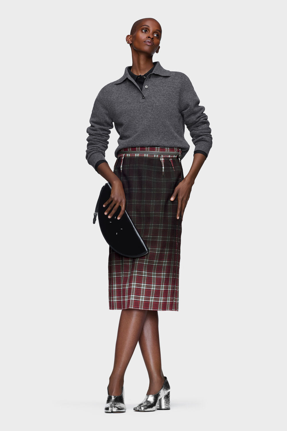 Maison Margiela Faded check wool skirt