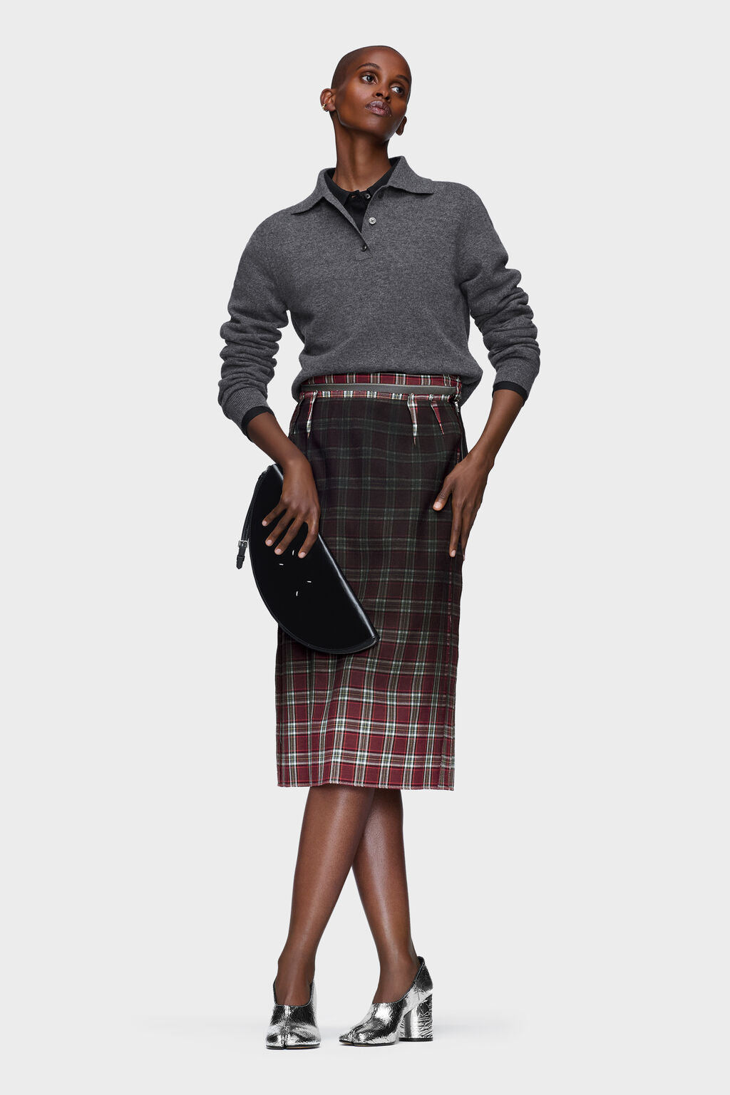 Faded check wool skirt
