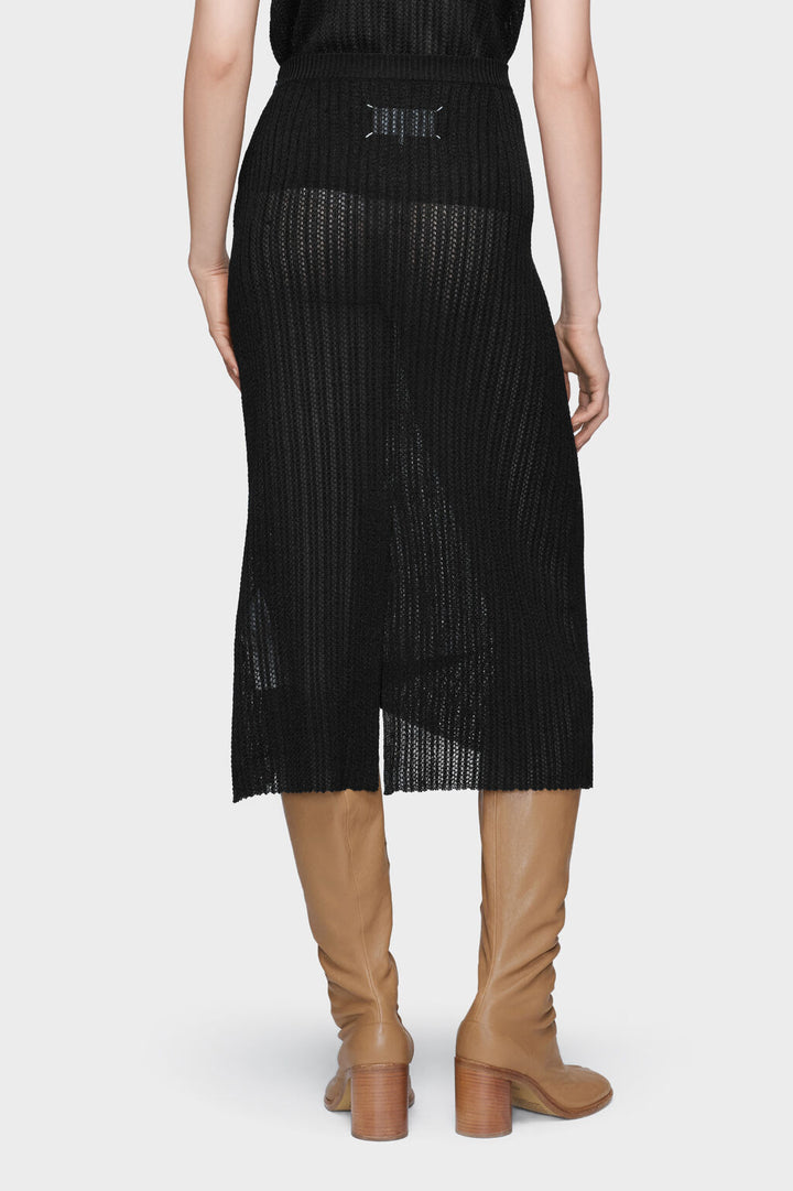 Ribbed knit midi skirt