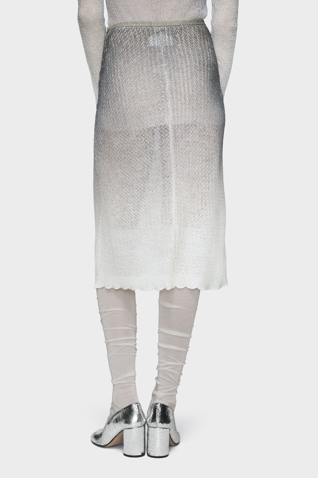 Sheer knit midi skirt