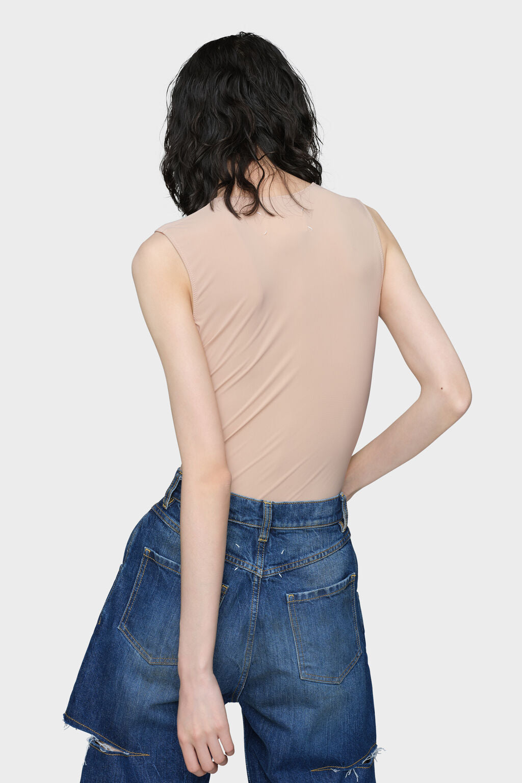 Technical jersey sleeveless bodysuit