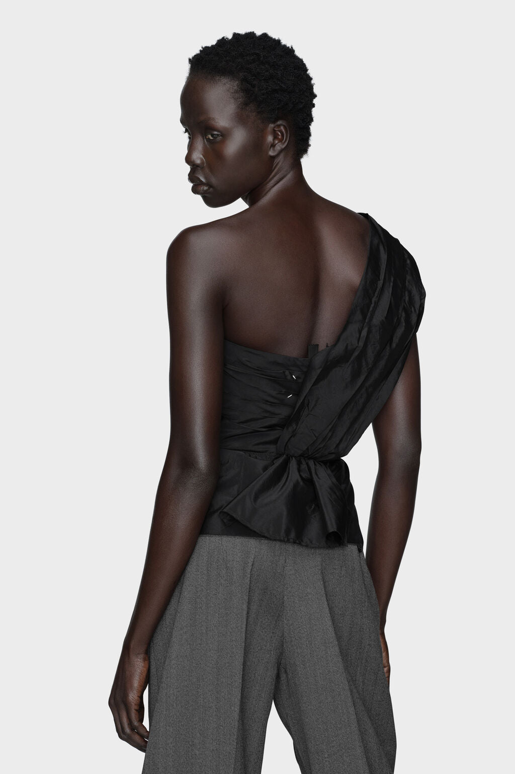 Designer Black Asymmetric draped top | Shop Online | Maison Margiela