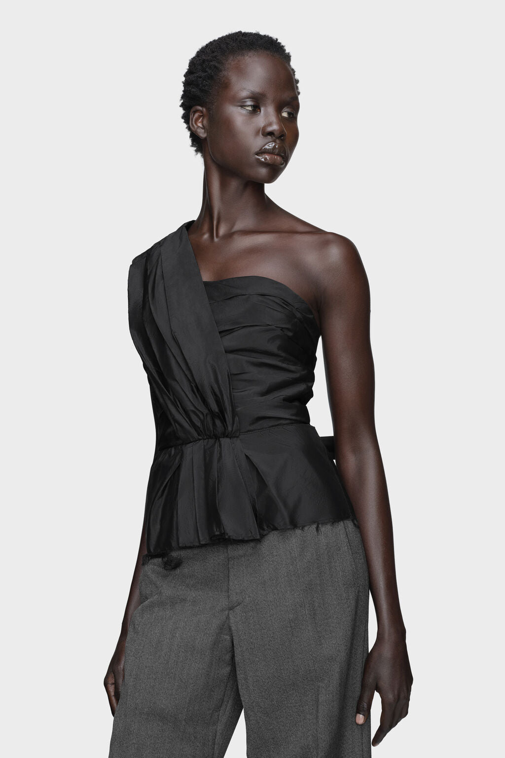 Designer Black Asymmetric draped top | Shop Online | Maison Margiela