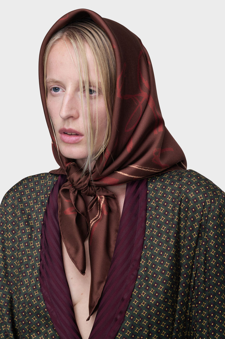 Scribbled Numerical silk foulard