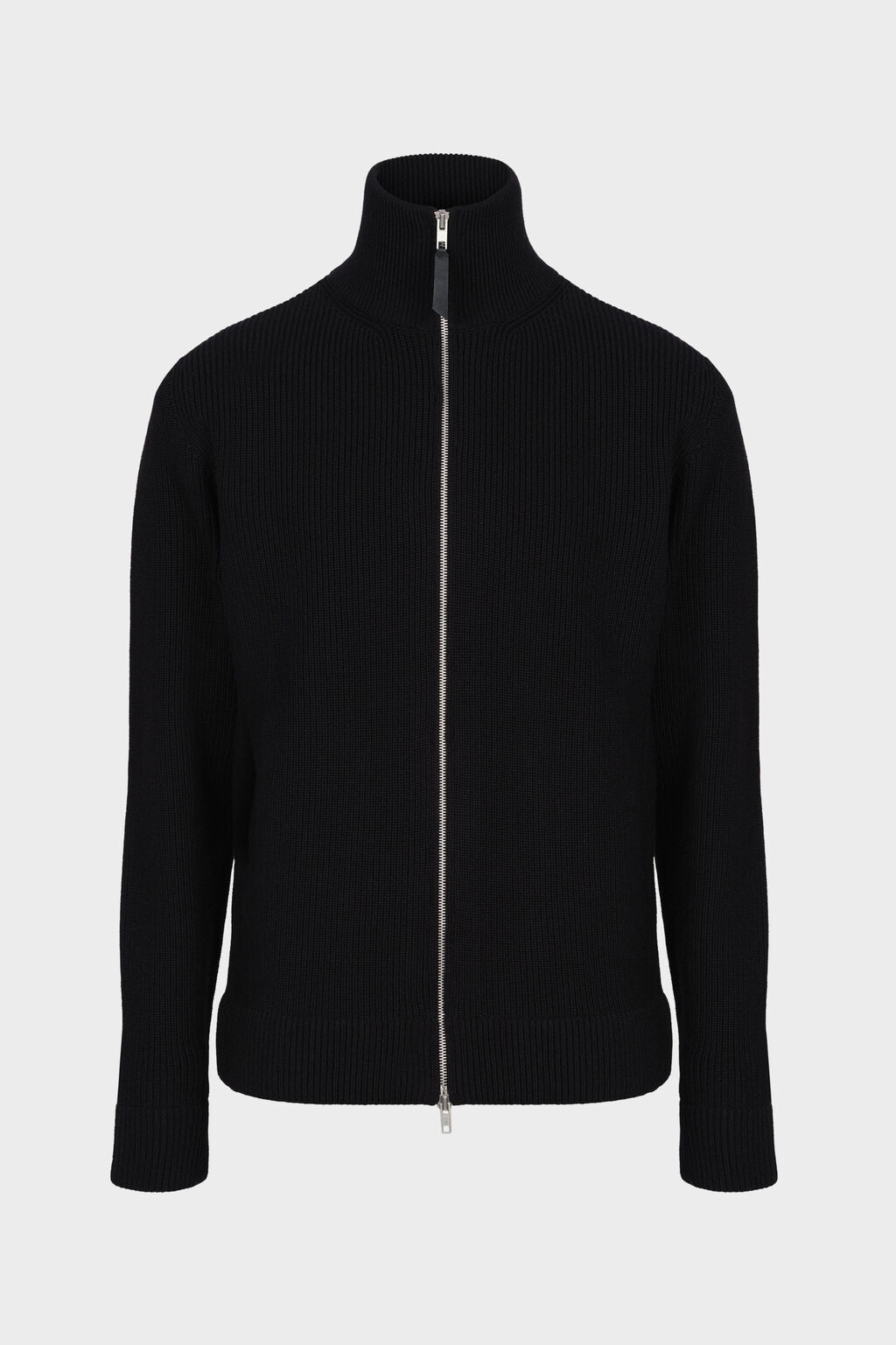 Knit zip-up cardigan
