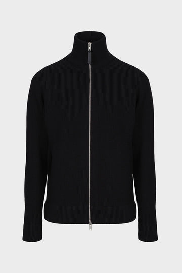 Knit zip-up cardigan
