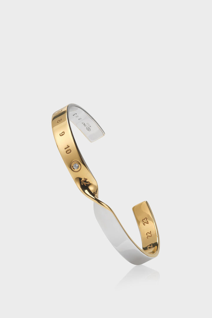 Numeric twisted diamond cuff bracelet